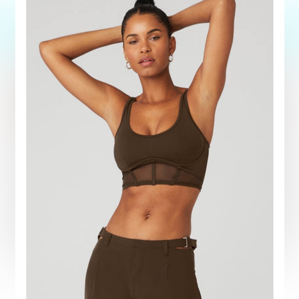 Alo Yoga airbrush mesh corset tank. Espresso Size XS